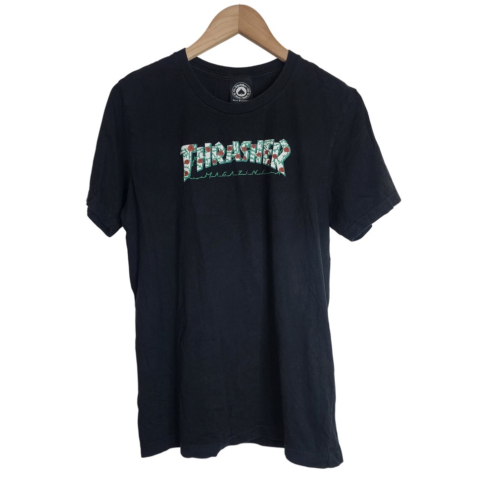 Thrasher Shirt Women's Medium Rose Thorns Short‎ Sleeve Tee Black